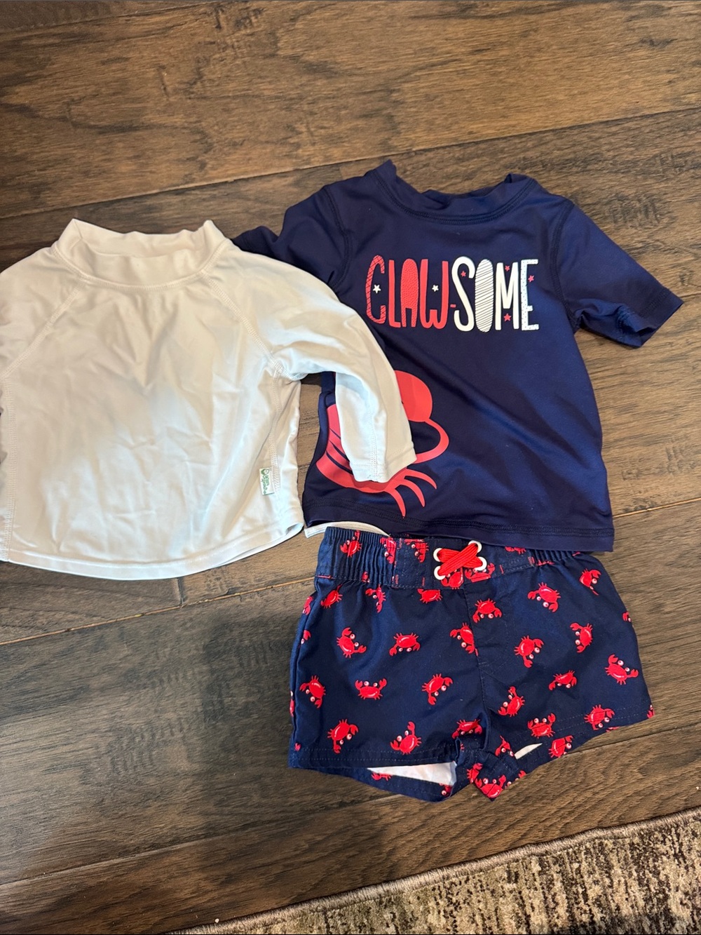 Cat & Jack Navy and White 'Clawsome' Crab swim bundle